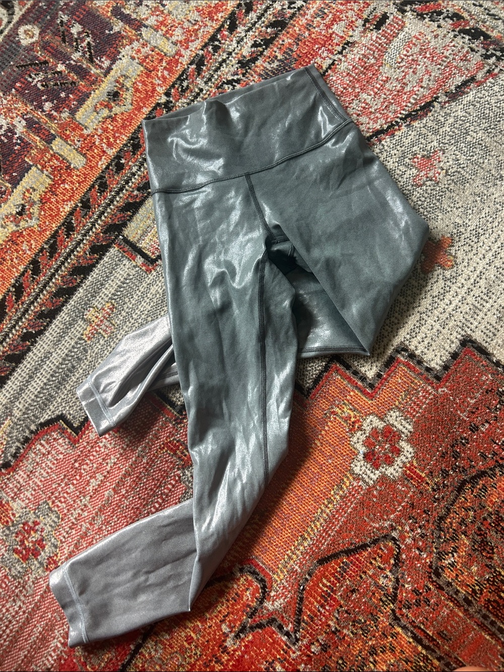 Lululemon Shiny Metallic Grey High-Waist Leggings